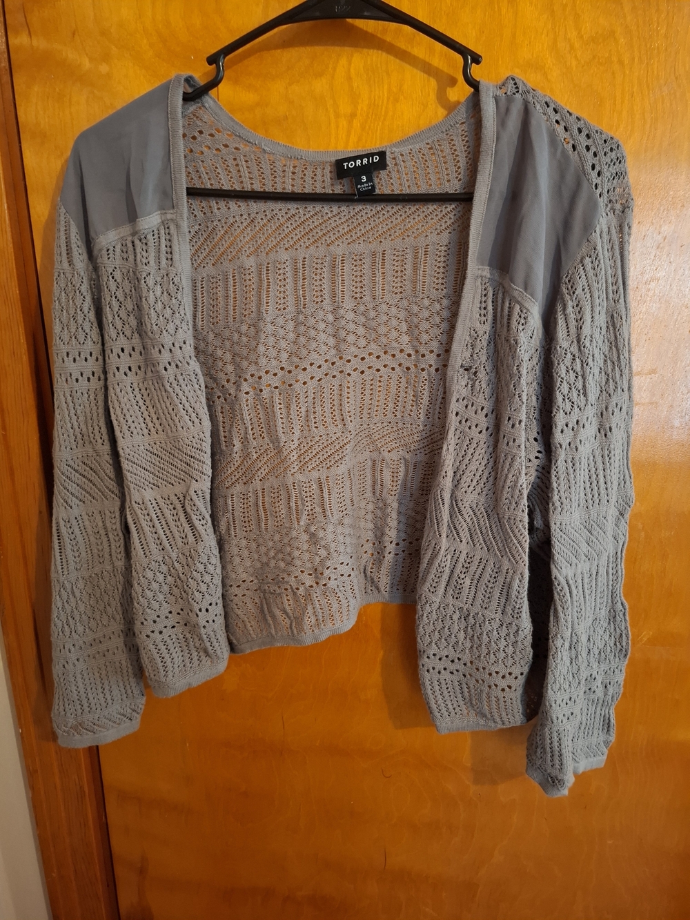torrid grey openwork knit cardigan